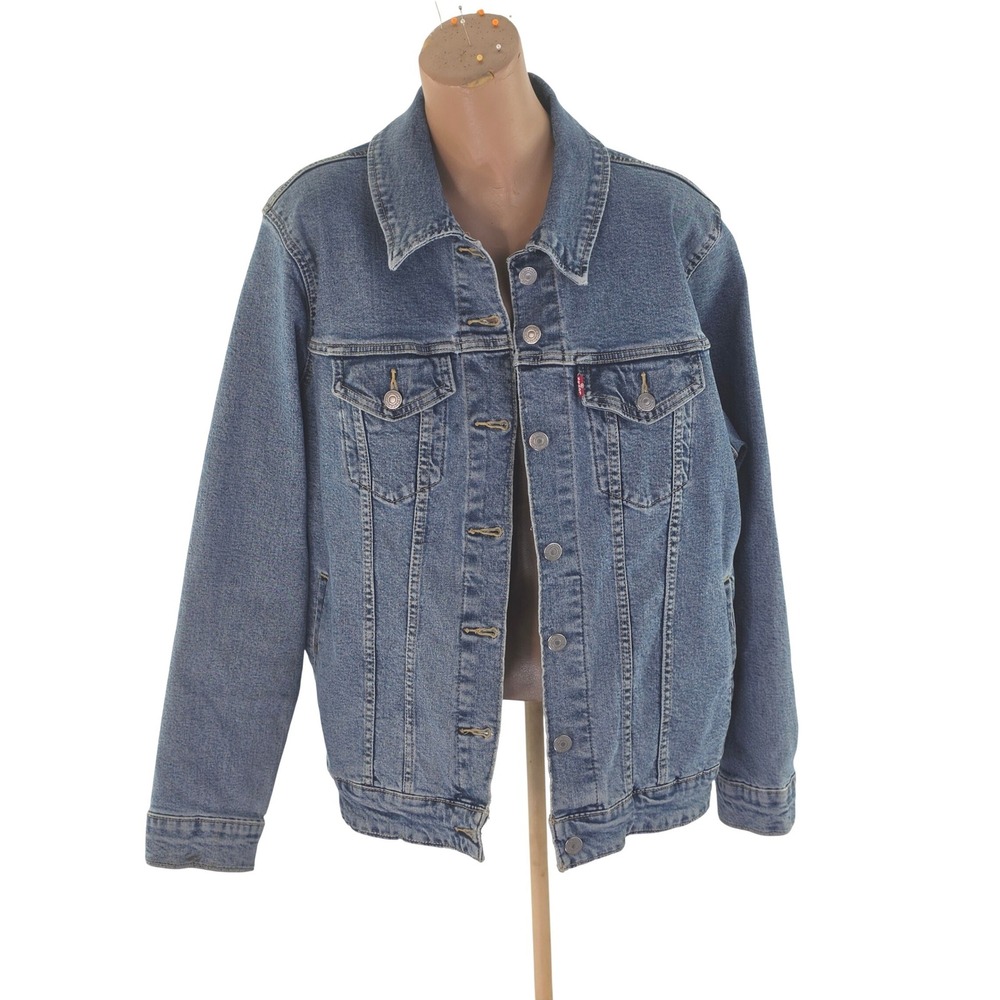 Levi's Denim Trucker Jacket Women 2X Blue Classic Stretch Jean Jacket 6599